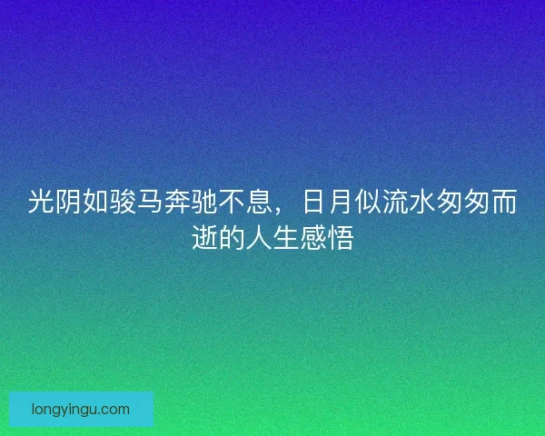 光阴如骏马奔驰不息，日月似流水匆匆而逝的人生感悟